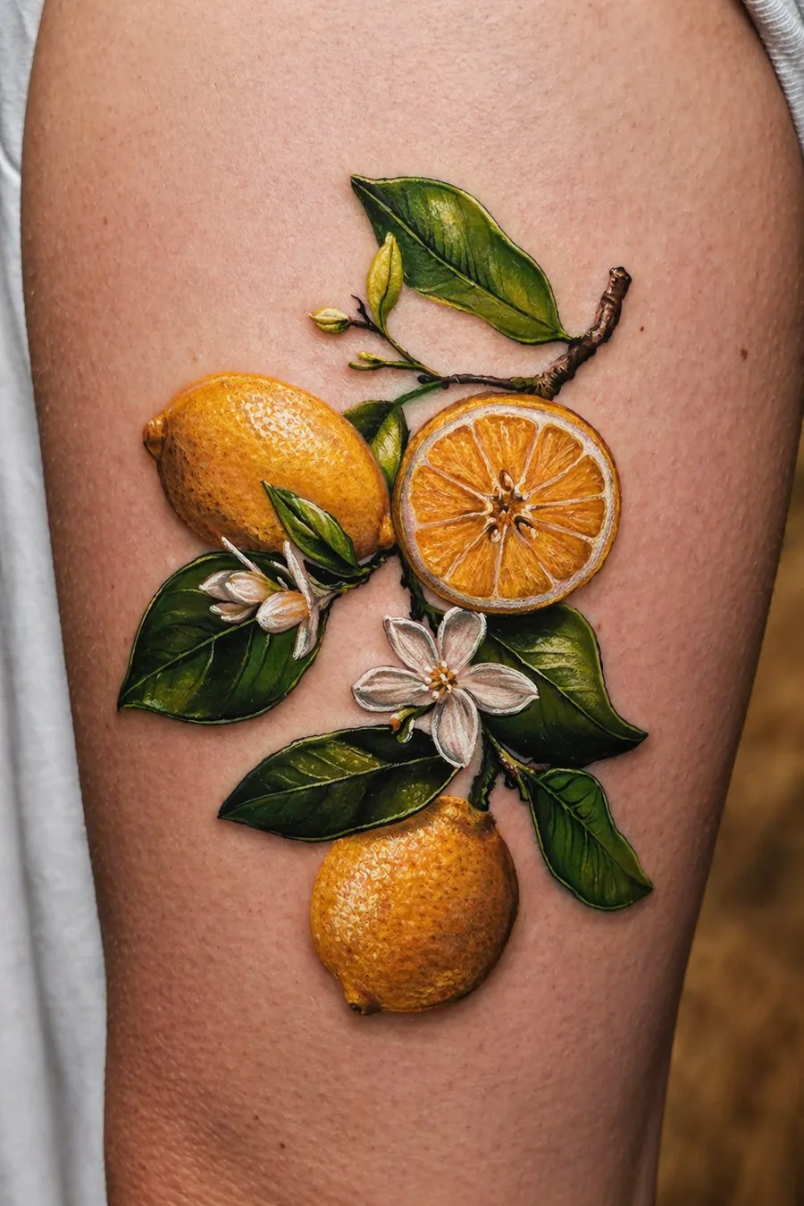 Citrus & Blossom — Color tattoo by Amed Cid
